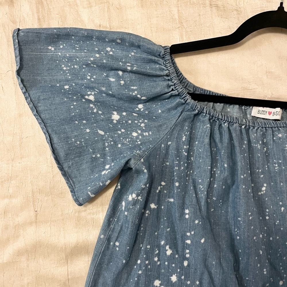 Buddy Basics Denim Blue Off-Shoulder Blouse - Picture 3 of 6